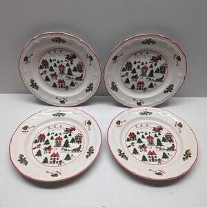 Set of 4 The Joy of Christmas Jamestown China 7.5" Salad Plates Vintage